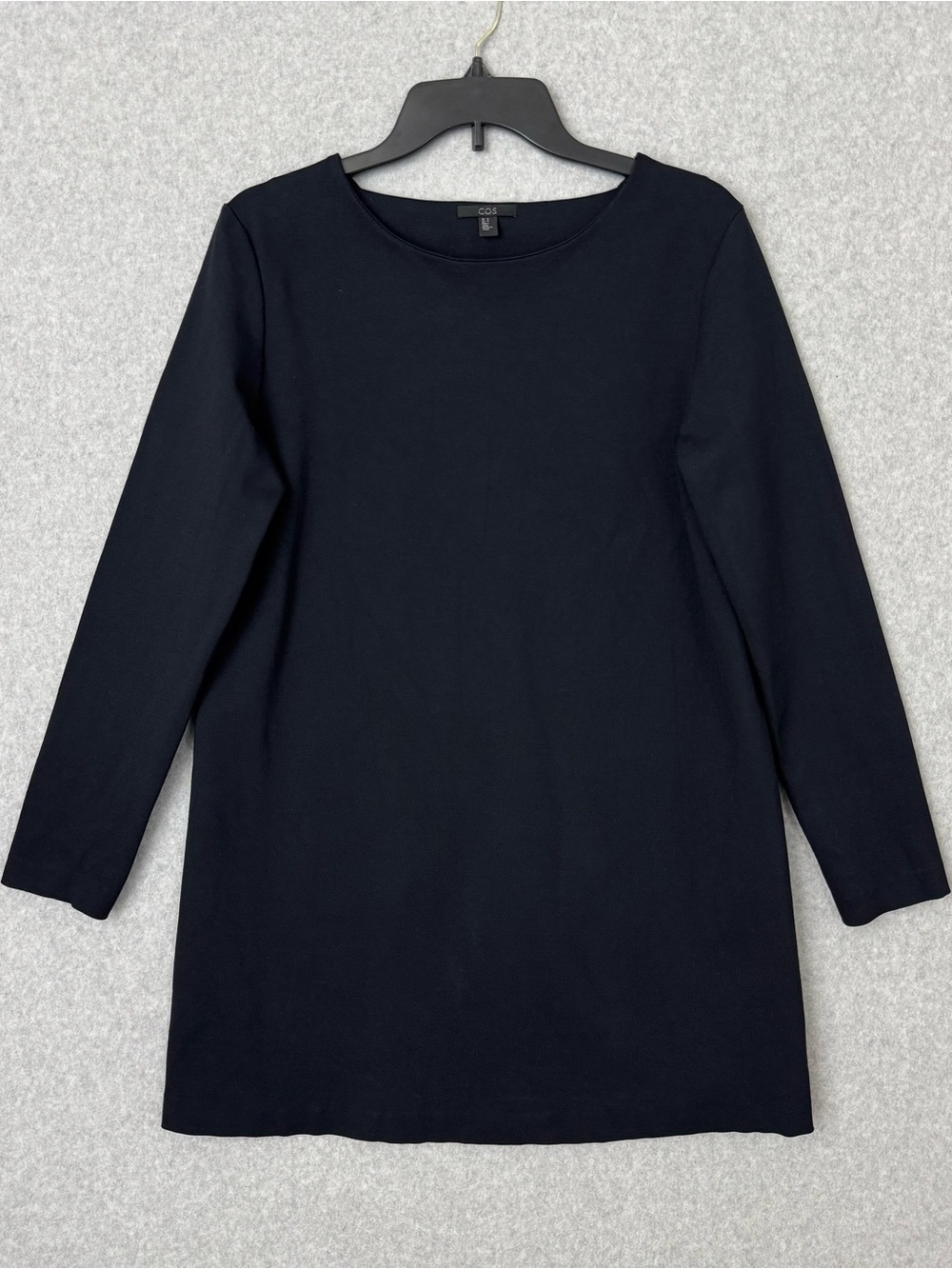 COS Dress Women Medium Navy Blue Mini Long Sleeve Shift Minimalist Monochromatic